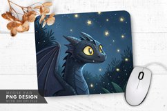Curious Night Dragon Surrounded by Stars Mouse Pad PNG Product Image 1