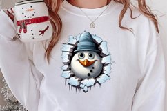 Watercolor Peeking Santa and Snowman Clipart, Christmas PNG Product Image 2