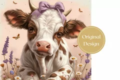 Summer Cow Tumbler Wrap Design, Wild Flowers Tumbler Design Product Image 2