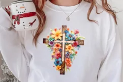 Christmas Cross Watercolor Clipart, Jesus Christ Clipart Product Image 2