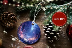 Christmas Round Ornament PNG, Winter Forest Ornament Design Product Image 2