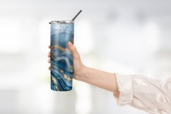 White Gold Blue Marble Tumbler Wrap Design Product Image 2