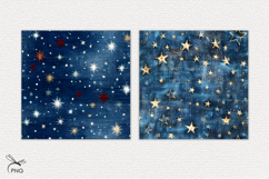 Denim with stars digital paper, background clipart Product Image 2
