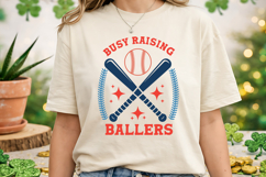 Busy Raising Ballers Baseball Mom SVG T-Shirt Design Product Image 2