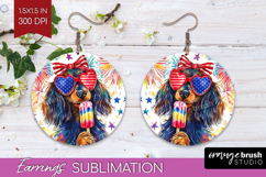 Dachshund Dog Round Earrings 4th Of July PNG Sublimation Product Image 1