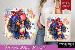 Dachshund Dog Tote Bag 4th Of July Tote Bag PNG Sublimation Product Image 1