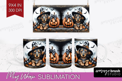 Dachshund Dog Mug Wrap Halloween Mug PNG Sublimation Product Image 1
