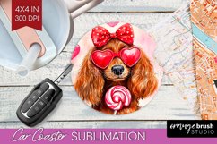Dachshund Valentine Car Coaster Valentines Day Coaster PNG Product Image 1