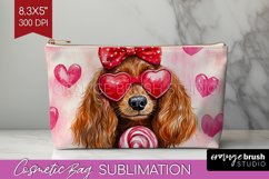 Dachshund Valentine Cosmetic Bag Valentines Day Makeup Bag Product Image 1