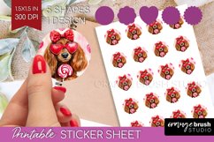 Dachshund Valentine Round Sticker Valentines Day Printable Product Image 1