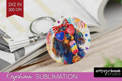 Dachshund Dog Keychain PNG 4th Of July Keychain Sublimation Product Image 1