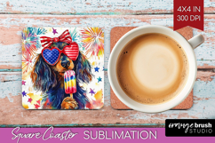 Dachshund Dog Square Coaster 4th Of July Coaster PNG Product Image 1