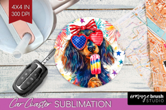 Dachshund Dog Car Coaster 4th Of July Coaster PNG Product Image 1