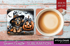 Dachshund Dog Square Coaster Halloween Coaster PNG Product Image 1
