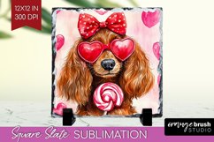 Dachshund Valentine Slate PNG Valentines Day Square Slate Product Image 1