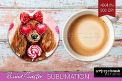 Dachshund Valentine Round Coaster Valentines Day Coaster PNG Product Image 1