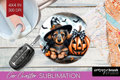 Dachshund Dog Car Coaster Halloween Coaster PNG Sublimation Product Image 1