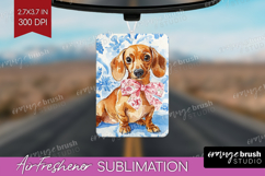 Dachshund Dog Air Freshener PNG Blue Toile PNG Sublimation Product Image 1