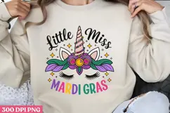 Little Miss Mardi Gras PNG, Mardi Gras Sublimation PNG Product Image 1