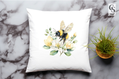 Watercolor Bee On Flowers Clipart Sublimation PNG Product Image 2