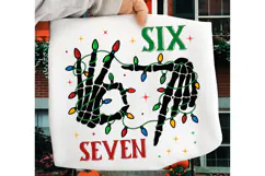 Six Seven 6 7 67 Meme Christmas Xmas PNG, Funny Skeleton PNG Product Image 1