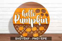 Hello Pumpkin Round Sign SVG | Fall Door Hanger Product Image 2
