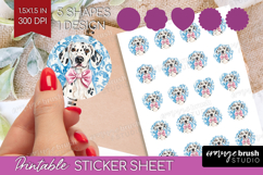 Dalmatian Dog Round Sticker Blue Toile Printable Sticker Product Image 1