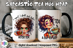 Funny Tea Lover Mug Wrap, Sarcastic Mug Design, Grumpy Face Product Image 1