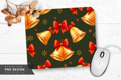 Red And Gold Holiday Bells Pattern Mouse Pad PNG Design Product Image 1