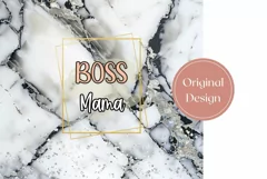 White Marble Tumbler Wrap, Boss Mama Tumbler Sublimation Product Image 2