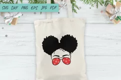 Christmas Messy Bun SVG | Mom Life SVG | Afro Women SVG Product Image 3