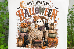Just Waiting for Halloween Ghost Cat SVG Product Image 3