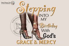 Stepping Into My Birthday PNG Brown Leopard Heels Design PNG Product Image 1