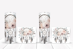 Watercolor Flowers Tumbler Design, Boho Tumbler Template Product Image 2