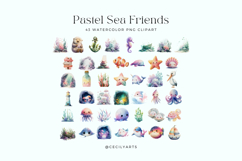 Watercolor Pastel Sea Friends Clipart Bundle Product Image 2