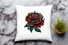Vintage Red Rose Tattoo Style Clipart Sublimation PNG Product Image 3