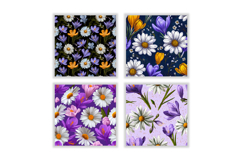Daisy &amp; Crocus Flower Digital Paper Product Image 2