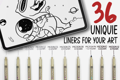 130 Fine Liners For Procreate, Micron Brushes Procreate Product Image 2