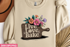 LIVE LOVE BAKE PNG, Vintage Kitchen Sublimation PNG Product Image 2