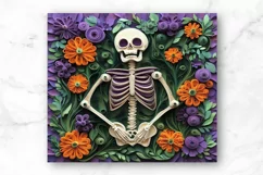 3d Tumbler Wrap Spooky Skeleton 20 oz Skinny Tumbler Wrap. Product Image 2