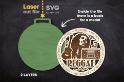 Reggae Music Medal SVG laser cut file for Glowforge Product Image 2