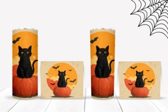 Bats Halloween Tumbler, Halloween Black Cat Tumbler Print Product Image 2