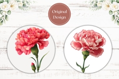 Red Flowers Car Coasters, Floral Round Coaster Sublimation Product Image 2