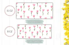Pink Tulips Mug Wrap, Flowers Mug PNG, Cute Mug Product Image 2