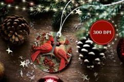 3D Christmas Ornament PNG, Red Cardinal Ornament Sublimation Product Image 2