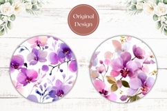 Orchid Flower Car Coaster, Watercolor Flowers Coaster PNG Product Image 2