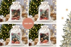 Vintage Winter Bear Santa Sack Designs, Christmas Gift Bag Product Image 2