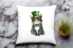 Watercolor Leprechaun Cat Clipart Sublimation PNG Product Image 2
