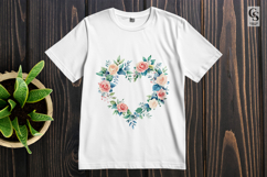 Watercolor Floral Heart Wreath Roses Clipart Sublimation PNG Product Image 2