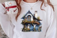 Blue Christmas Watercolor Clipart, Blue Christmas Sublimatio Product Image 2